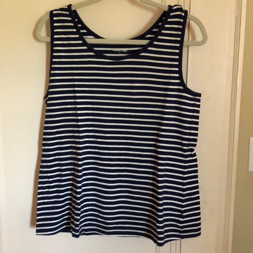 Lands’ End blue & white tank L